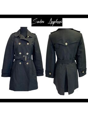 Sandra Angelozzi NWOT Black trenchcoat size 30/XS